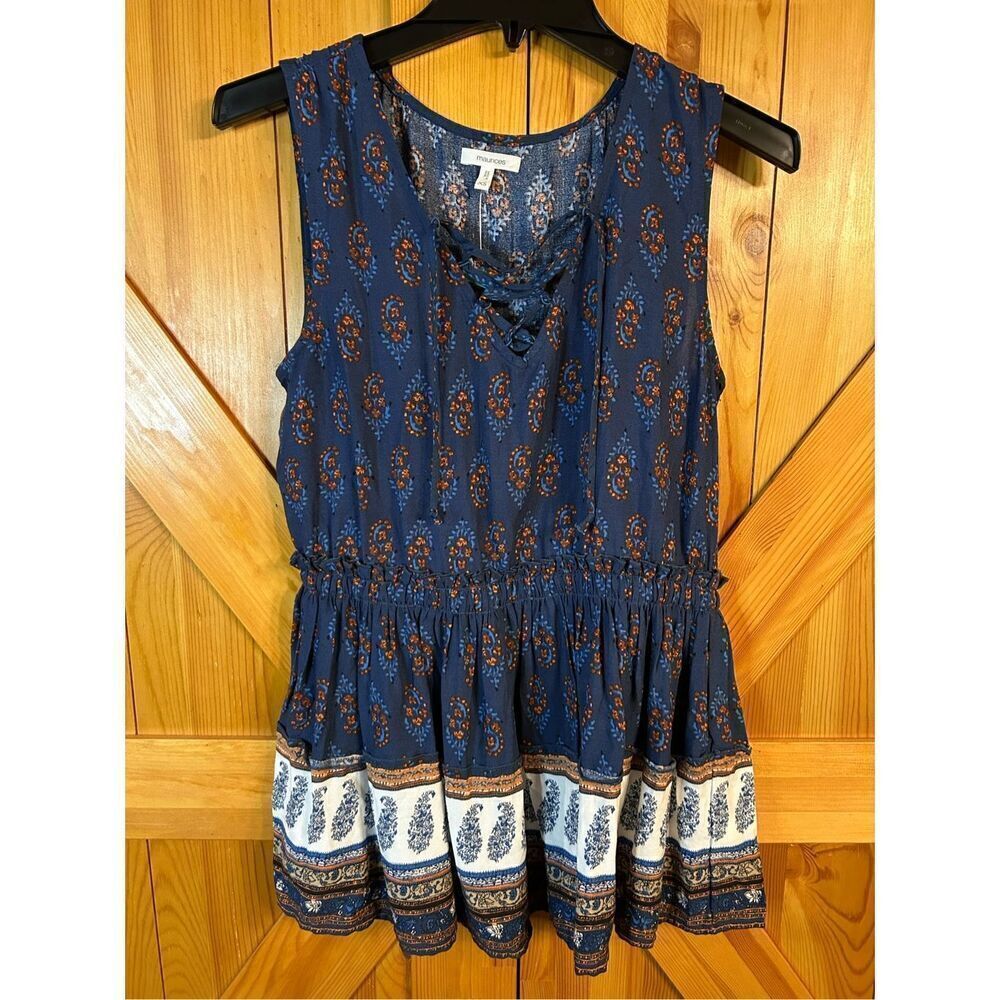 Maurices Paisley Peplum Tank Top Blouse Size XS nwt (4956)